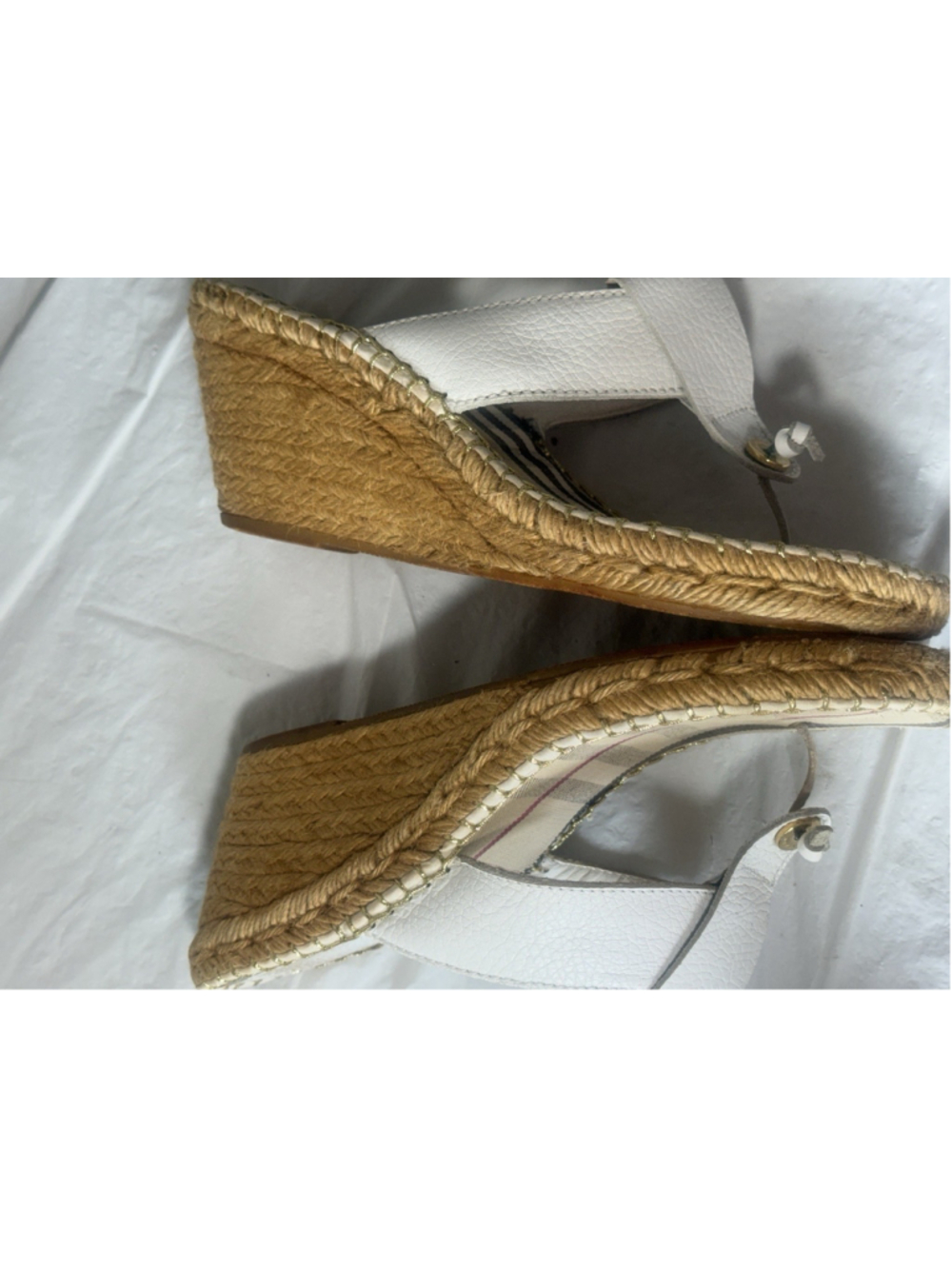 Burberry EU Size 41 Nova Check Espadrille Wedge Sandals shoes white - Picture 6 of 16